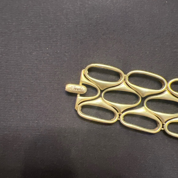 Fossil Gold Tone Oval Open Work Metal Bracelet Vintage - Picture 2 of 5